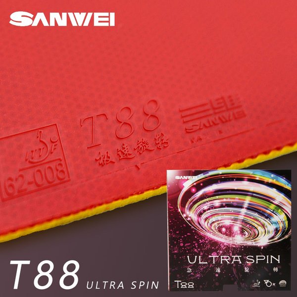 SANWEI T88 caoutchouc de Tennis de Table Ultra Spin boucle de contrôle semi-collante caoutchouc de Ping-Pong avec éponge à haute élasticité