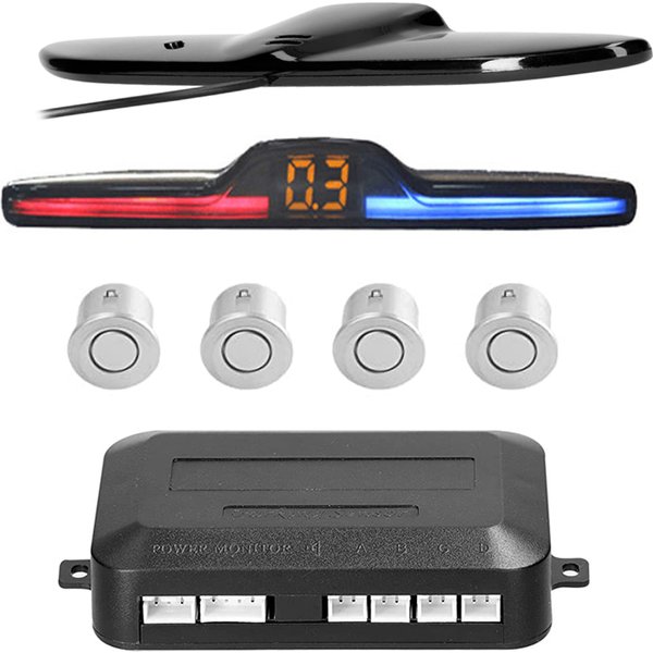 Kit de Radar de recul pour voiture, système de capteur de stationnement pour véhicule avec 4 capteurs, système d'assistance de sauvegarde avec affichage de Distance LED, avertissement sonore