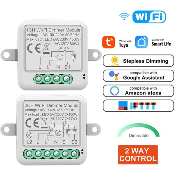 Works with Tuya ZigBee WiFi Smart Switch Module/Dimmer Requires Neutral Line Smart Home Circuit Breaker Compatible Alexa Google