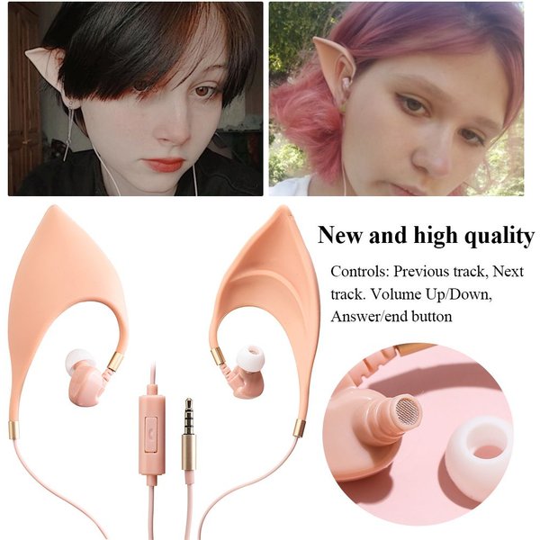 Écouteurs elfe écouteurs intra-auriculaires casque mains libres avec micro pour Huawei Xiaomi Samsung oreilles d'elfe pour enfants cadeaux de vacances