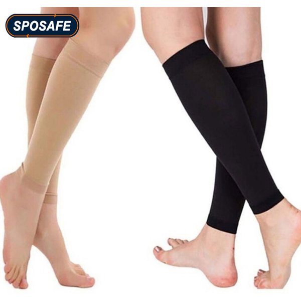 1 paire de manchons de soutien de mollet de sport, chaussettes de Compression sans pieds pour attelles, varices, lymphates, course à pied, cyclisme