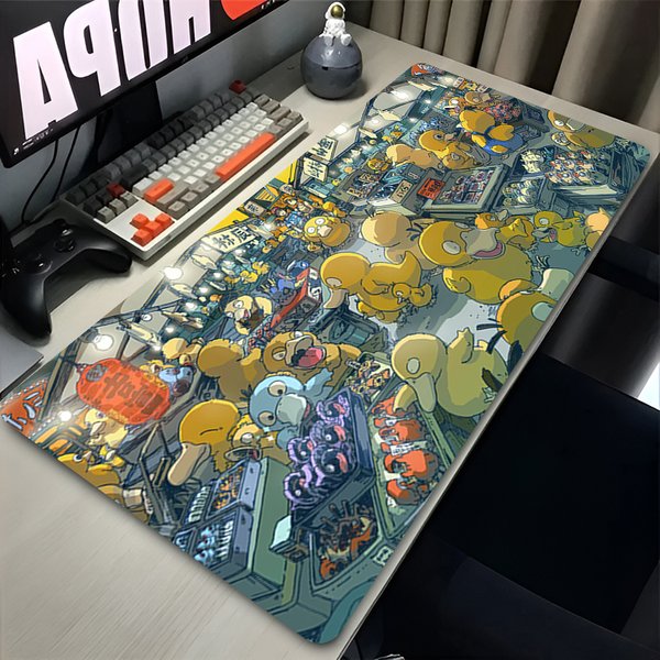 Mauspad Anime Großes Gamer XXL Tastatur P-Pokemon Schreibtisch Mauspad Psyduck Teppich Gummi Tapis Souris Gaming Notbook PC Mousepad