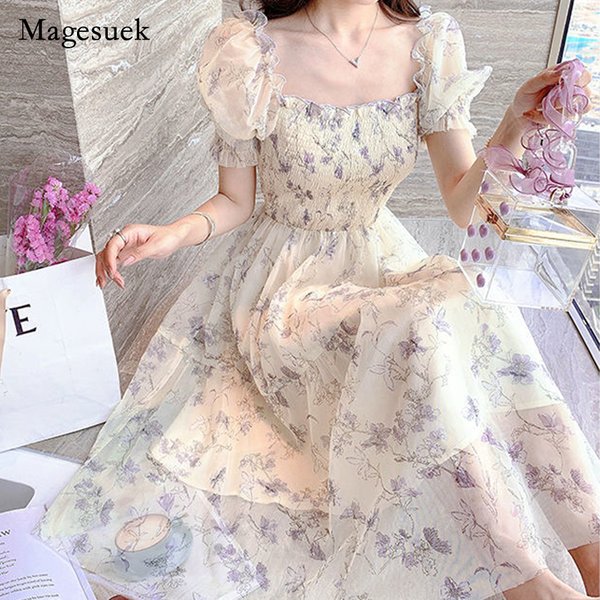Robe longue en mousseline de soie blanche, tenue de soirée décontractée, motif Floral, élégante, manches courtes, robes de fée pour femmes, vêtements de plage doux, été, 2026