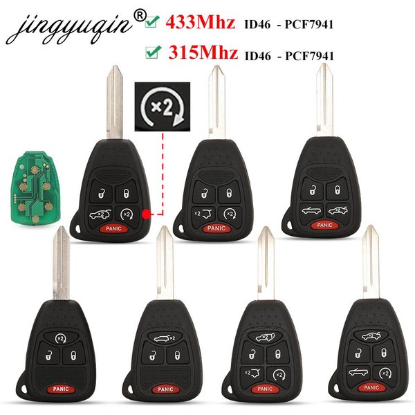 Jingyuqin clé de voiture à distance 315/433Mhz ID46 pour Chrysler/JEEP/DODGE 300 200 Aspen Sebring Commander CE0888 OHT 692713 AA OHT 692427 AA