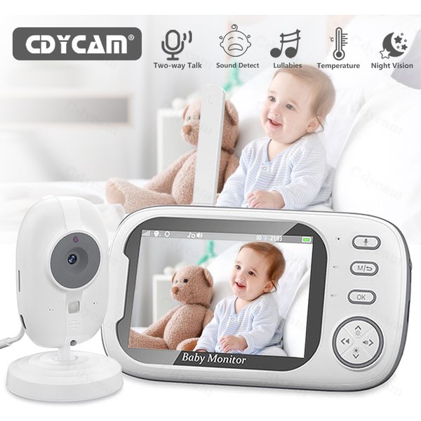 Cdycam Nowa 3,5-calowa bezprzewodowa niania wideo z noktowizorem Monitorowanie temperatury 2-kierunkowa kamera bezpieczeństwa Audio Talk Baby Nanny