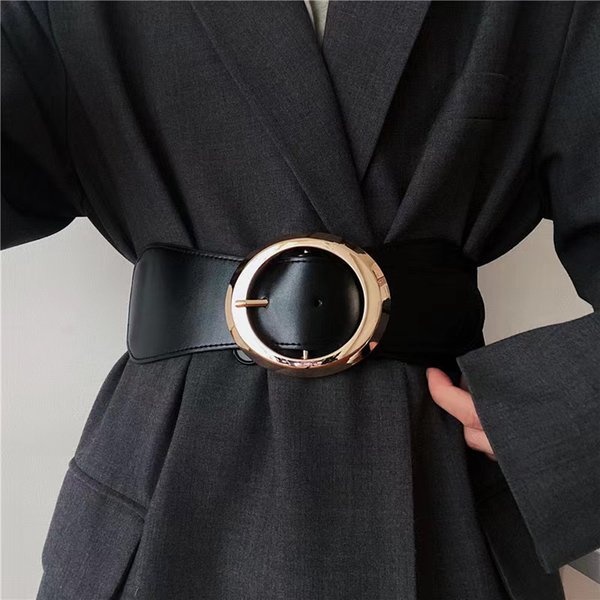 Simple metal pin buckle elastic waist seal Black temperament women's belt Fashion accessory belt