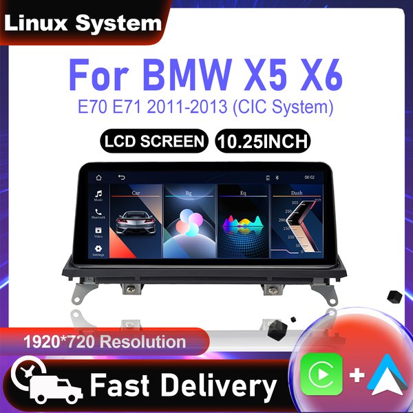Kabelloses Android Auto Stereo für BMW X5 E70 X6 E71 2011-2013 CIC 10,25' Bildschirm Linux-System Carplay Multimedia-Player DSP