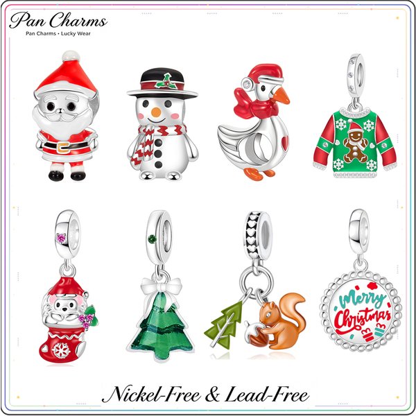Pan-Anhänger Weihnachtsmann Weihnachtsbaum Strumpf Schneemann Feiertagsgeschenk für Sie Familienliebe Schmuck Armband Halskette DIY-Zubehör