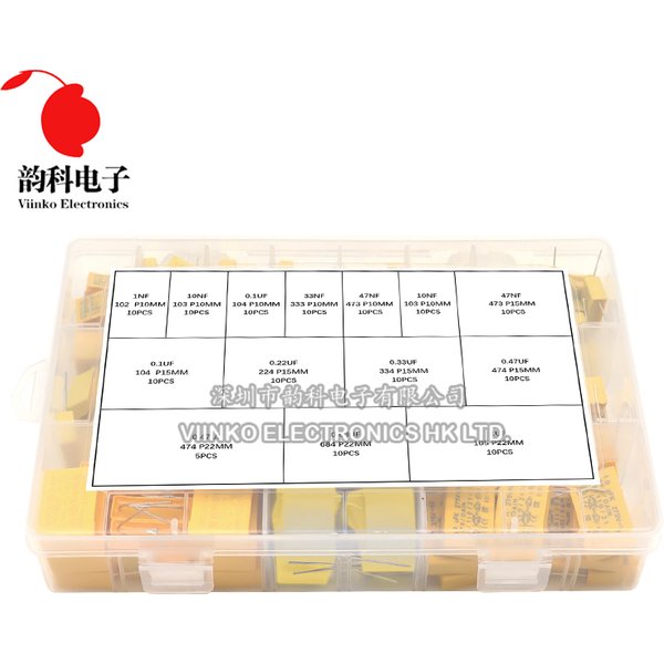 Kit assorti de condensateurs de sécurité X2, 135 pièces, Film polypropylène, 275VAC, 14 valeurs, 102K-105K, 1NF-1UF, ensemble d'échantillons