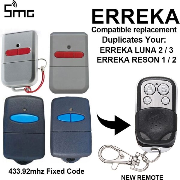 ERREKA LUNA Garage Door/ Gate Remote Control Duplicator 433mhz ERREKA RESON garage command 433.92 handheld transmitter