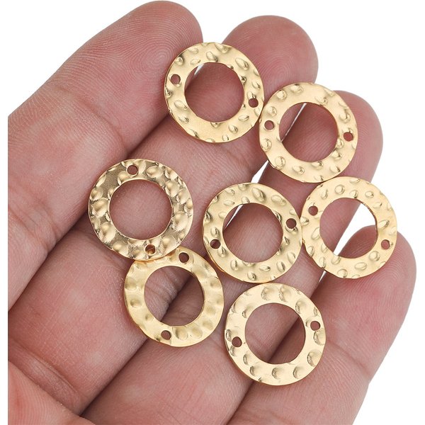 20 Stück Edelstahl Doppelloch Textur Kreis Ring vergoldet Charm Ohrringe Verbinder für Schmuckherstellung Zubehör Großhandel