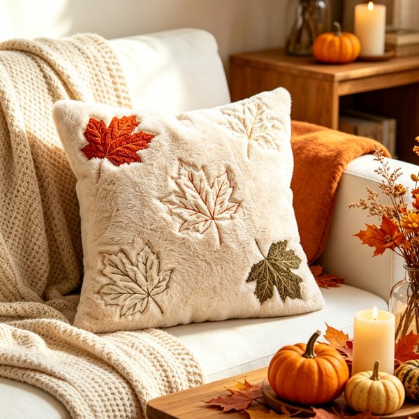 Housses de coussin décoratives en fausse fourrure douce beige 30x50cm 45x45cm, motif citrouille d'automne, pour cadeau de Thanksgiving