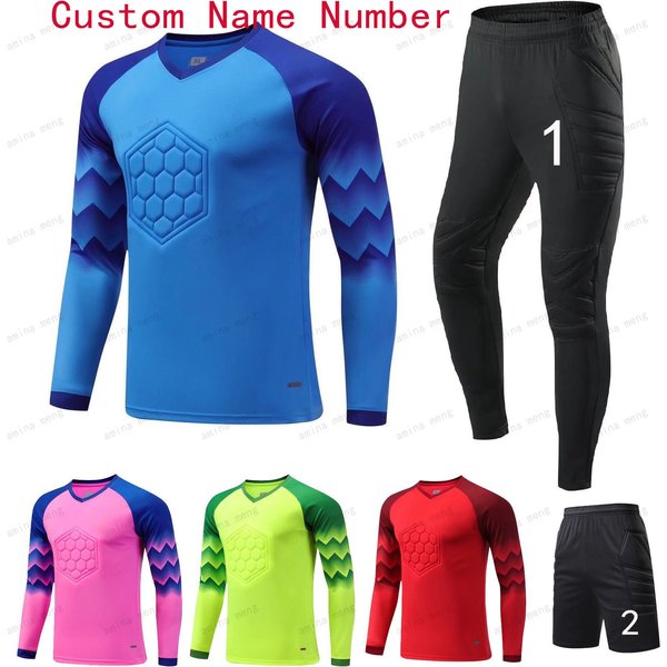 2023 männer Kind Fußball Torwart Uniform Schutz Schwamm Langarm Fußball Training Torwart Top Fußball Jersey Hosen Nach