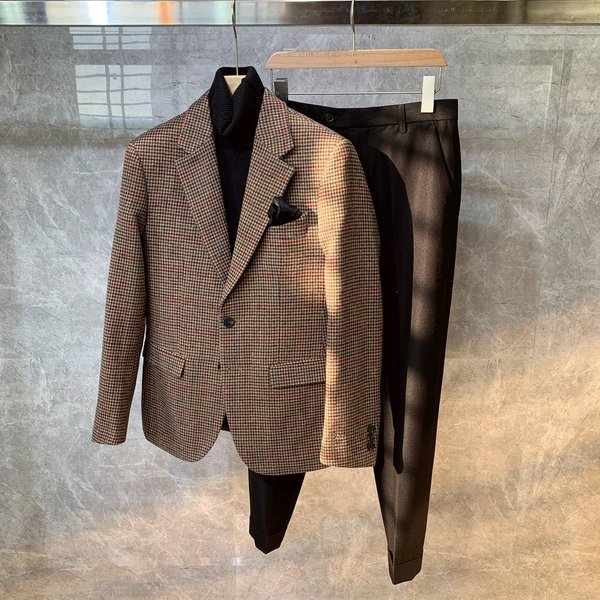 Veste de costume en laine épaisse pour hommes, veste de costume de Style coréen, mode d'affaires de grande taille, automne et hiver