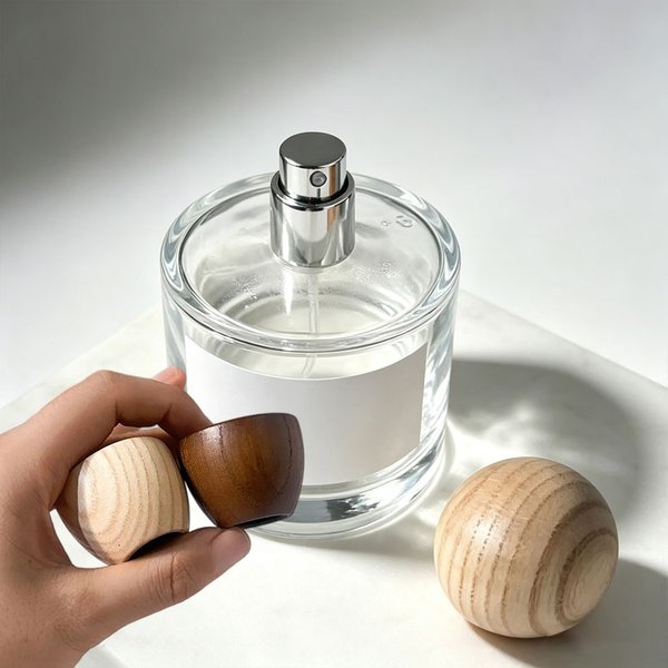Flacon vaporisateur de parfum en verre 50/100 ml avec bouchon en bois, vide, rechargeable, diffuseur de brume fine pour parfum, cosmétiques DIY, sous-conditionnement.
