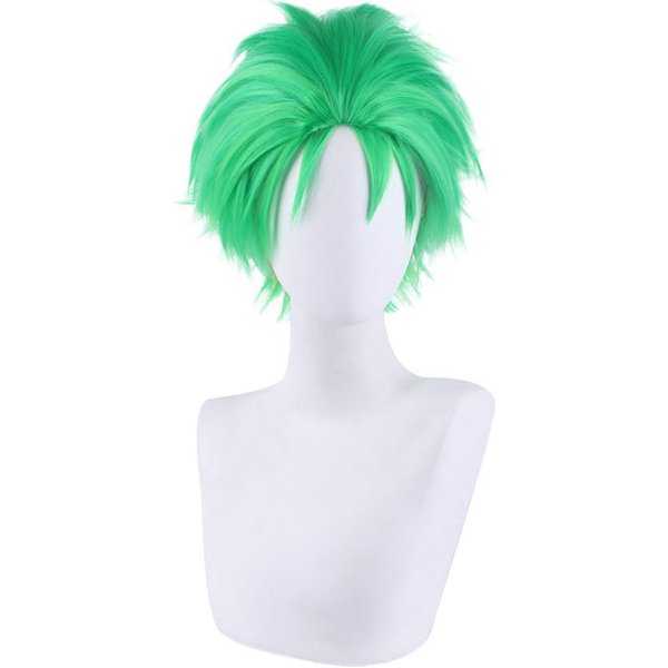 Anime Slicked-back Green Short Layer Roronoa Zoro Comic Cosplay Wigs High Temperature Fiber Hair Wig