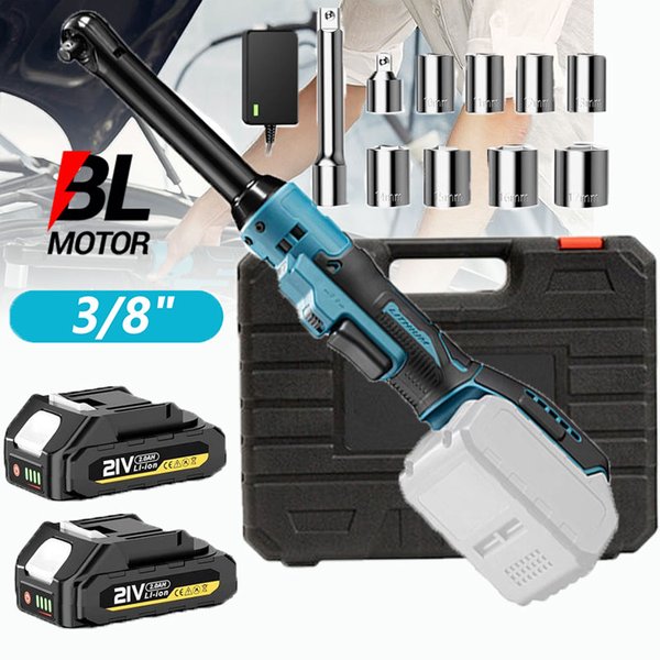 21V Elektrischer Ratschenschlüssel-Satz, 6,3 Zoll kabelloser, verlängerter 3/8-Zoll-Winkelschlüssel mit 80 Nm Drehmoment, kompatibel mit Makita 18V Akku