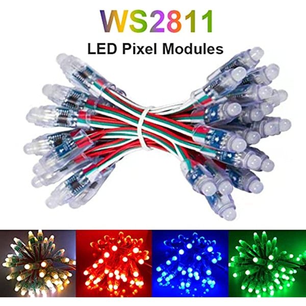 50pcs WS2811 2811 IC RGB polychrome 12mm Pixels adressable numérique 5V 12V couleur de rêve LED Pixels Module IP68 lumière étanche