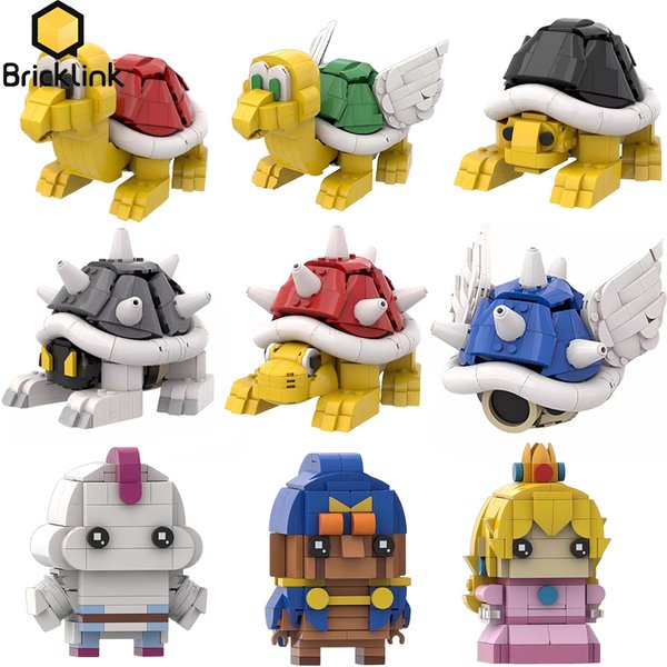 Bricklink Spiel Anime Figuren MOC Spiny Shell Schildkröte Paratroopas Schildkröte Ziegel Kopf Set Bausteine Kind Spielzeug Weihnachten Geschenk