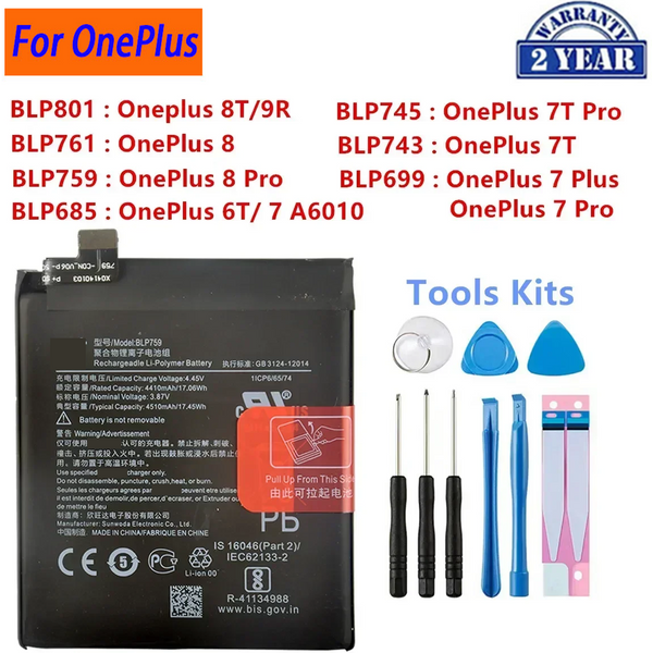 Oryginalna bateria BLP801 BLP761 BLP759 BLP745 BLP743 BLP699 BLP685 do OnePlus 8T/9R/8/Pro/8/7T Pro/7T/7 Pro/6T/7 A6010