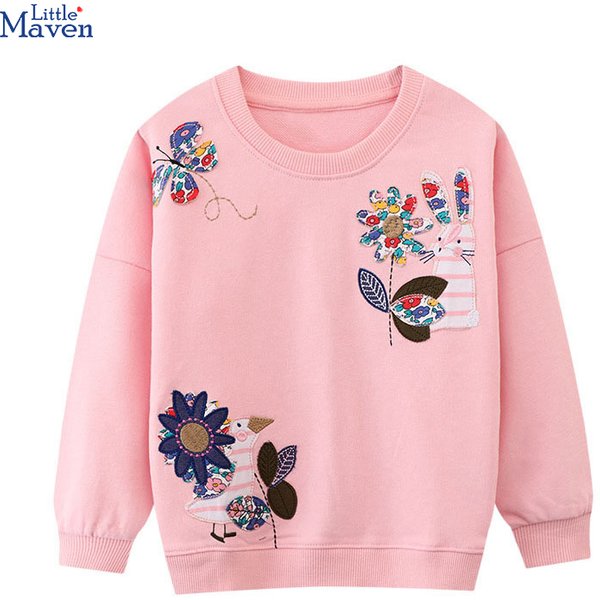 Little maven Vêtements pour enfants Sweat-shirt pour filles Broderie florale Automne Vêtements décontractés Sweats à capuche pour enfants