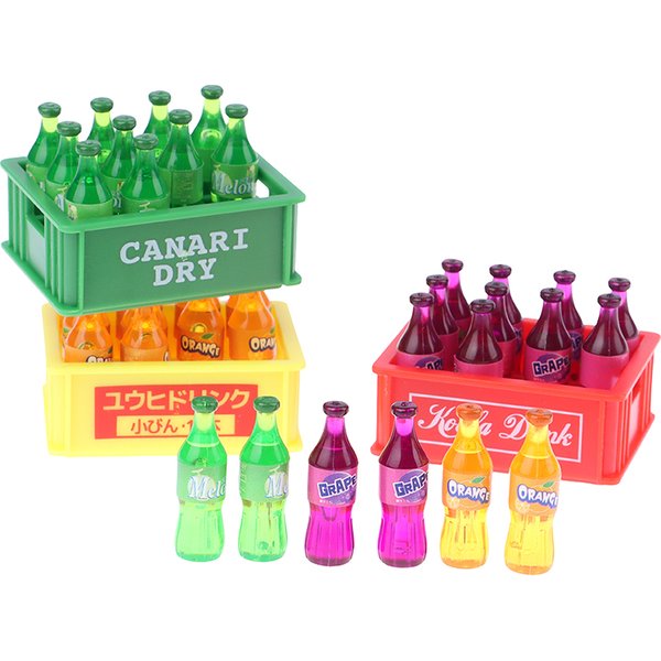 1 ensemble 1:12 maison de poupée boissons miniatures bouteille de boisson au Soda avec boîte de rangement modèle maison de poupée scène de vie décor jouet