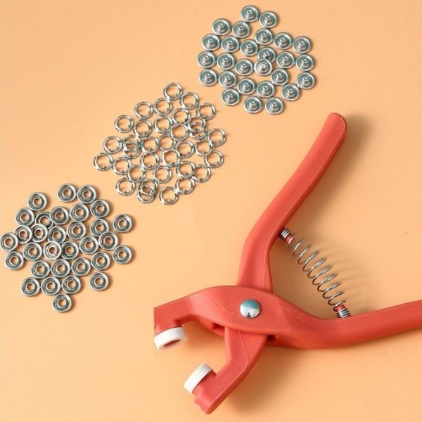 50 Sets 9.5MM Five Jaw Buckle Pliers Set Tool DIY Craft Sewing Hollow Solid Metal Snap Buttons Clothes Installation Accessories