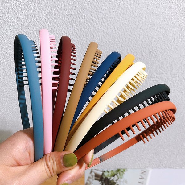Mode Einfarbig Kunststoff Haarbänder Für Frauen Zahn Welle Kämme Nicht-slip Haar Bands Haar Zubehör Mädchen Gesicht Waschen stirnbänder