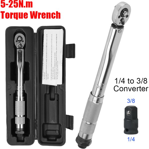 Professional For Car Bicycle Motorbike Use Adjustable Torque Wrench 1/4'' Drive Spanner Hand Tool 5-25N.m Micrometer