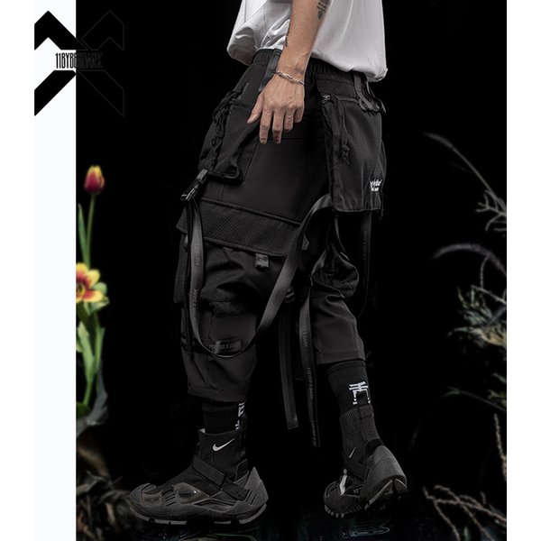 11 BYBB'S DARK-Pantalon Cargo à Rubans Multipoches pour Homme, Streetwear Hip Hop, Surintendant, Techwear, Harajuku, Jogging