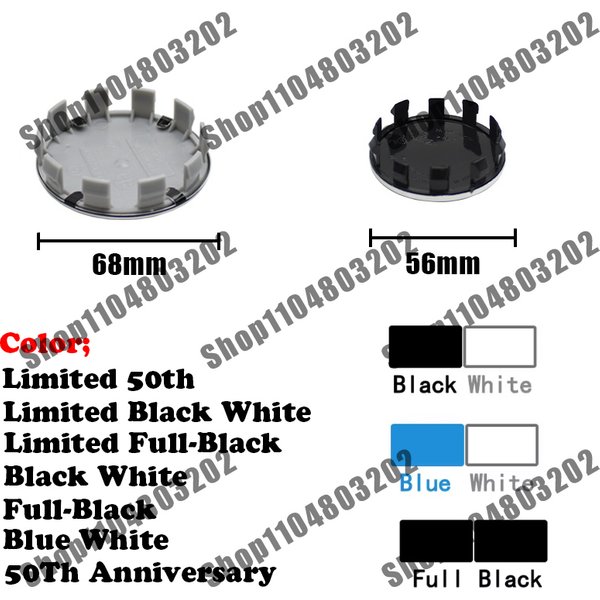 4 Stück 56mm 68mm Auto-Radnabenkappen für E87 E30 E36 E46 E90 E91 E92 F34 G20 E60 E61 G30 E34 E39 E83 Auto-Zubehör