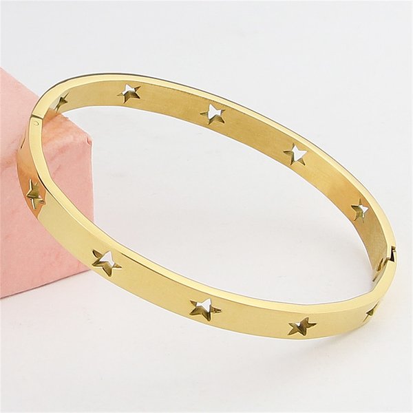 Star Hollow – Bracelet en acier titane pour femmes, couleur or Rose simple, pour hommes, classique, tendance, accessoires de bijoux à la mode