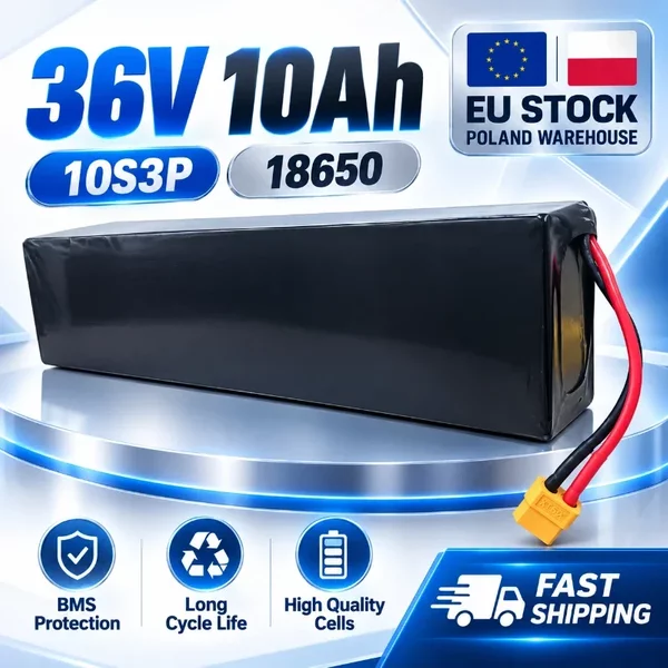 Wiederaufladbare 36V 10Ah 10000mAh 10S3P 500W Batterie für KUGOO S1 S2 S3 und Elektroroller, 18650 Li-Ionen-Zellen mit integriertem BMS, hohe Kapazität und lange Lebensdauer, schneller Versand aus