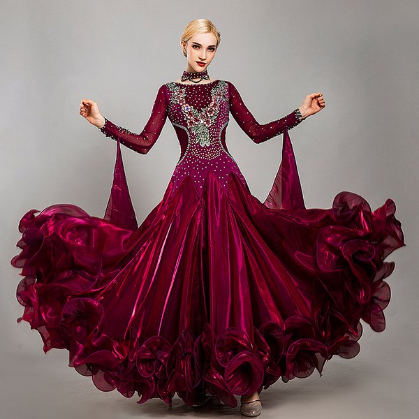 Robe de concours de danse de salon haut de gamme personnalisée pour femmes, vêtements modernes Standard national, grande balançoire, Costumes de scène de valse de Tango
