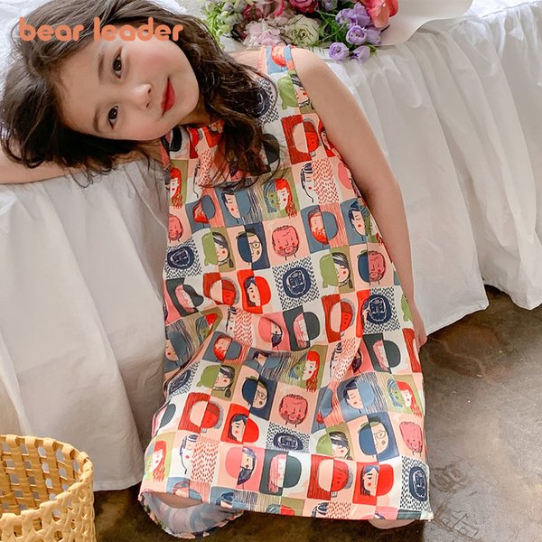 Bär Führer Casual Mädchen Kleid Figur Abstrakte Kleid Prinzessin Tank Top Kleid 2023 Sommer Neue Stil Kleidung Für Kinder Mädchen