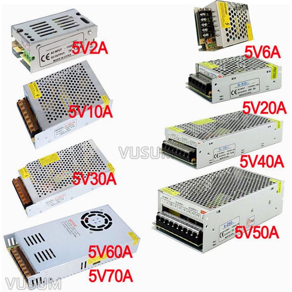 vusum Schalt-LED-Netzteil, 5-V-Netzteil, Transformator 110 V, 220 V AC zu DC, 5 V, 2 A, 6 A, 10 A, 20 A, 30 A, 40 A, 50 A, 60 A, 72 A, Treiber