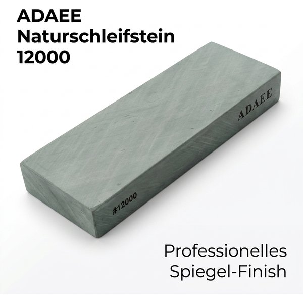 ADAEE Naturschleifstein 12000 Körnung - XL Profi-Abziehstein 200x75x29mm (1,22kg) | Superfeiner Polierstein für Spiegelglanz | Für Messer, Meißel & Rasiermesser