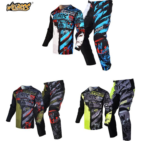 Willbros – maillot et pantalon pour jeunes, Combo de Motocross, Dirt Bike, tout-terrain, MX, équitation, ATV, BMX DH, vtt, Enduro, ensemble d'équipement pour enfants, garçons et filles
