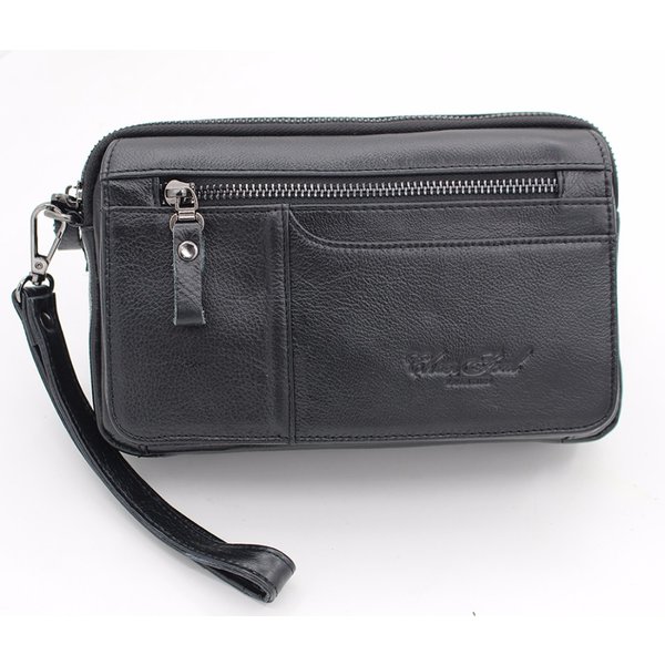Männer Kupplung Brieftasche Tasche Lange Geldbörse Aus Echtem Leder Zigarette Fall Karte Halter Tasche Echtes Rindsleder Männlich Geld Handliche Handgelenk Taschen
