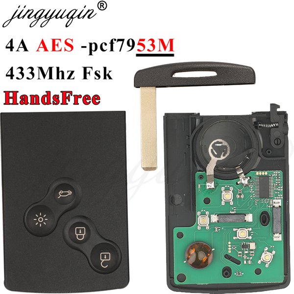 jingyuqin 433MHz 4A PCF7953 Chip Car Key Smart Card dla Renault Clio IV Captur Passive Keyless Go Entry Remote HandsFree System