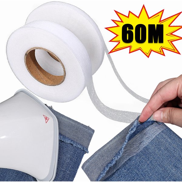 60M Pants Hem Tape Self-Adhesive Edge Shorten Paste Tape DIY Tools for Jean Clothes Length Shorten Household Sewing Accessories