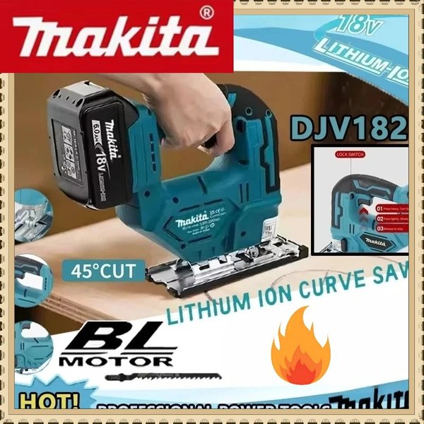 Scie sauteuse sans fil Makita 18V, 800-3000 tr/min, profondeur de coupe maximale de 90 mm, pour la coupe du bois et les projets de bricolage à domicile