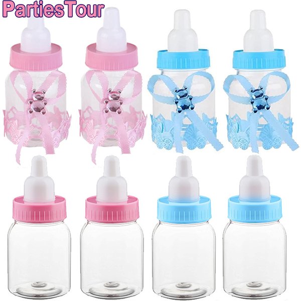 Mini bouteille de bonbons style mangeoire, faveurs de douche de bébé, cadeau de bonbons remplissable pour garçon, fille, nouveau-né, baptême, anniversaire, 12 pièces
