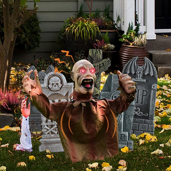 Décoration d'Horreur Effrayante d'Halloween à Insérer dans une Grande Balançoire Fantôme, Nouvelle Commande Vocale, pour l'Extérieur, le Jardin, la Maison