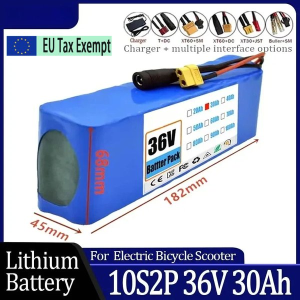 10S2P 36V 30000mAh 18650 Lithium-Ionen-Akku 1000W Hochleistungs- und Hochkapazitäts-36V-Motorrad-Roller-Akku