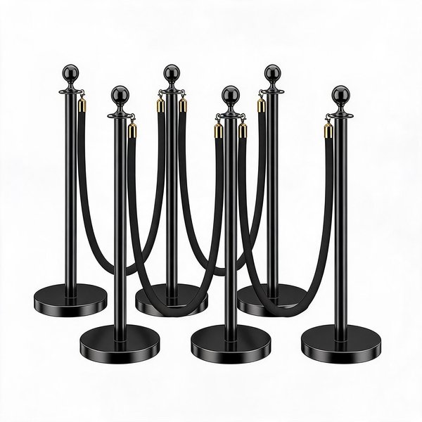 Absperrgitter-Set mit Samtseilen, langlebiger dekorativer Zaun für den Außenbereich, Edelstahlstütze mit weichem Seil für Veranstaltungen, Hochzeiten, Theater, Partys, Ausstellungen, Garten, Rasen.