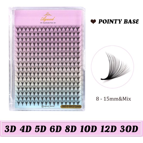 AGUUD 16 Reihen vorgefertigte Volumenfächer, spitze Wimpernverlängerung, 5D, 8D, 10D, 12D, 30D, 40D, 320 Fächer, russisches Volumen, künstliche Nerzwimpern