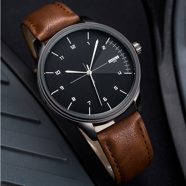 YAZOLE Top marque Montre de luxe pour hommes en cuir montres à Quartz montres pour hommes décontracté sport Montre-bracelet Montre Homme
