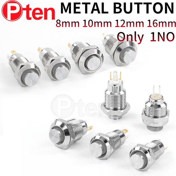 8 10 12 16 mm 3/6/12/24/110/220 V broches tête haute petit bouton-poussoir en métal étanche lumière LED autobloquant/auto-réinitialisation
