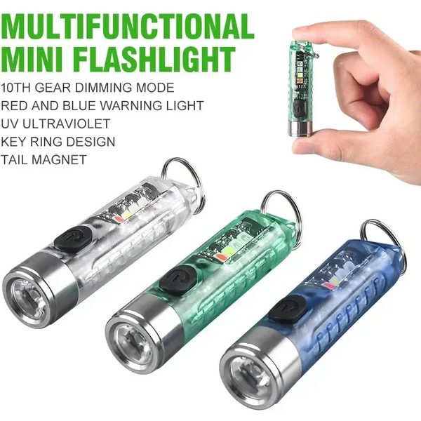 Multifunktions-Mini-EDC-LED-Taschenlampe tragbare Schlüssel bund Licht Magnet fackel USB wiederauf ladbare UV-Lampe Notfall Camping Laterne